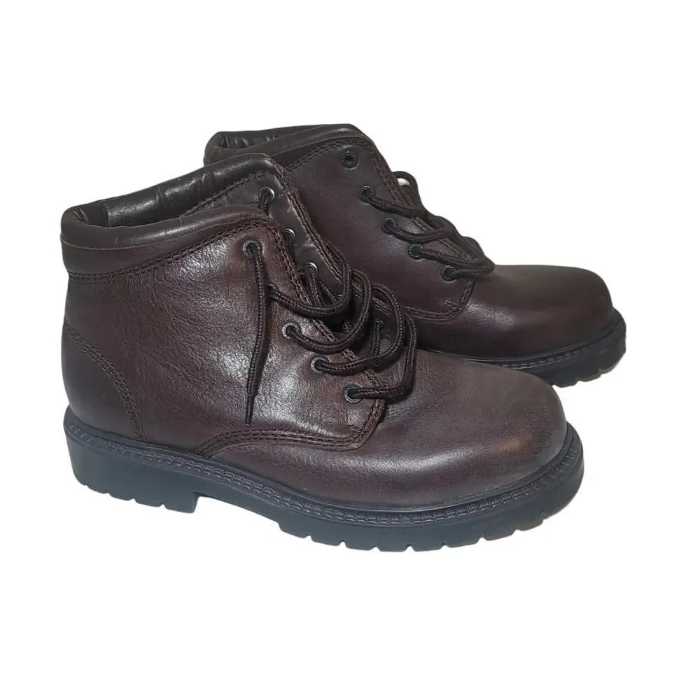 Dockers Leather Ankle‎ Boots Size 7.5 Brown Leather Ankle High Lace Up